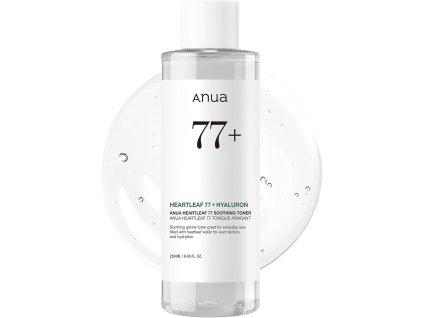 Anua – Heartleaf 77+Hyaluron Soothing Toner – Zklidňující a hydratační toner na obličej – 250 ml
