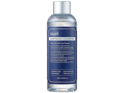 Klairs – Supple Preparation Unscented Toner – Zklidňující pleťový toner bez parfemace – 180 ml