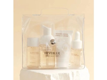HEVEBLUE – Salmon Caring Centella Special Travel Kit Bag Set – Regenerační sada s PDRN a centellou – 4 ks