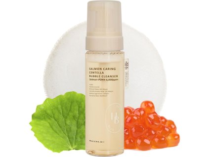 HEVEBLUE – Salmon Caring Centella Bubble Cleanser – Jemná bublinková čisticí pěna s PDRN a centellou – 200 ml