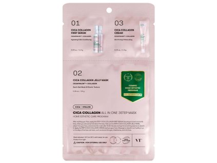 VT Cosmetics – Cica Collagen All In One 3Step Mask – Tříkroková kolagenová maska s centellou – 1,5 g + 1,5 g + 25 g