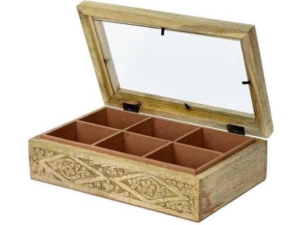 KOOPMAN, 43455 dřevěný box na čaj, 6 přihrádek