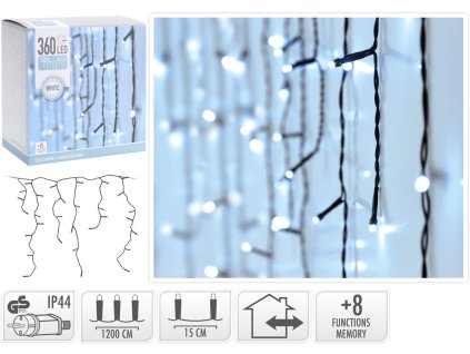 KOOPMAN, 59279, 360 LED kapající vodopád, 1200 x 52cm, 3 m přívod, studená bílá