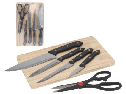 KOOPMAN, 32865 Sada Excellent 4 ks nožů, nůžky na drůbež a prkénko