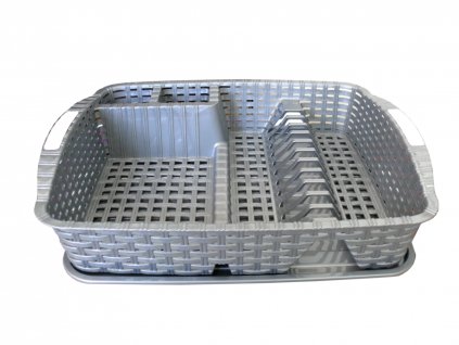 Mega Plast, Odkapávač na nádobí, polyratan, 47,5 x 37,5 x 9 cm, světle šedý