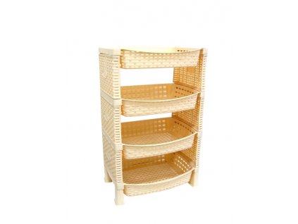 Mega Plast, SHELF regál polyratan, 41 x 30 x 65 cm, krémový