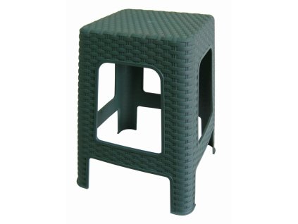Mega Plast, Taburet polyratan, 45 x 35,5 x 35,5 cm, tmavě zelený