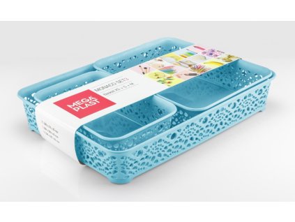 Mega Plast, Set košíky MONAKO XS + S + M, 6,5 x 36 x 27 cm, světle modrý