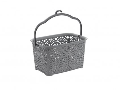 Mega Plast, Košík na kolíčky MONAKO, 13 x 23,5 x 15,5 cm, šedá metalíza