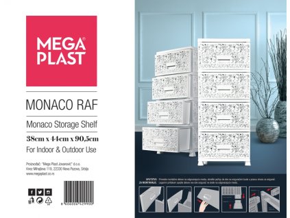 Mega Plast, komoda MONAKO, 44 x 38 x 90,5 cm, bílá