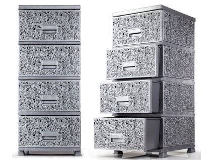 Mega Plast, komoda MONAKO, 44 x 38 x 90,5 cm, šedá metalíza