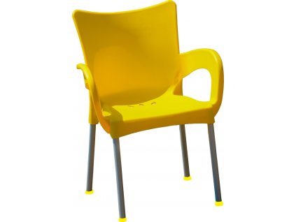 Mega Plast, plastová židle SMART (AL nohy), 83 x 57 x 54 cm, stohovatelná, žlutá