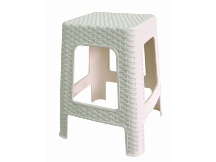 Mega Plast, Taburet polyratan, 45 x 35,5 x 35,5 cm, bílý