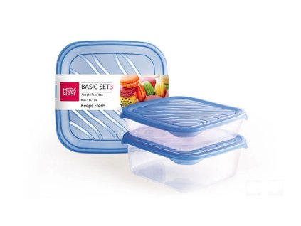 Mega Plast, Dóza Frigo basic, set 3 ks, 0,5 l + 1 l + 2 l, růžová, žlutá, modrá nebo zelená