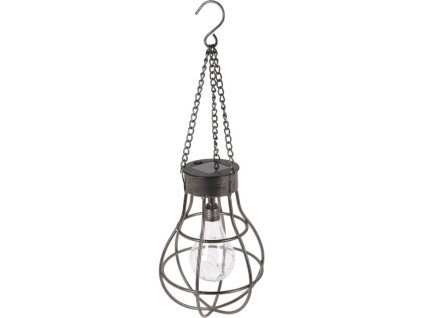 Koopman, Solární závěsná LED lampa ŽÁROVKA průměr 18,5 cm, výška 27 cm