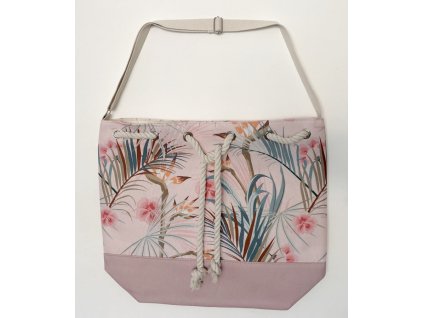 Koopman, Plážová taška palmové listy 54 x 44 x 18 cm, růžová