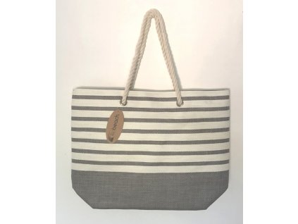 Koopman, Plážová taška 52 x 38 x 16 cm, šedá s bílými pruhy