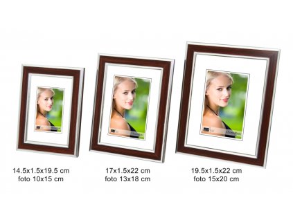 DUE ESSE, Set 3 ks fotorámečků dekor světlé dřevo, 10x15 cm / 13x18 cm / 15x20 cm