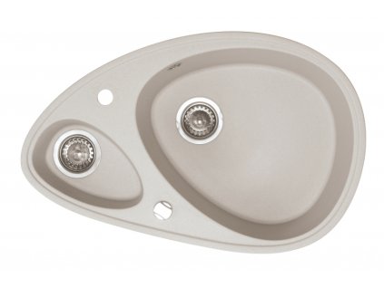 Metalac Inko, oválný dřez X GRANIT ELIPSE, otvor pro baterii, 780 x 500 mm, průměr 90 mm pro sifon, tl. 12 mm (šedý), včetně sifonu