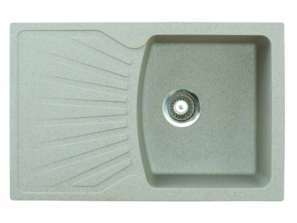 Metalac Inko, obdélníkový dřez X GRANIT QUADRO PLUS, 770 x 500 mm, průměr 90 mm pro sifon, tl. 12 mm (béžový), včetně sifonu
