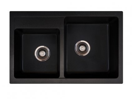 Metalac Inko, dřez X GRANIT QUADRO PLUS 2D, 780 x 500 mm, průměr 90 mm pro sifon, tl. 12 mm (černý), včetně sifonu