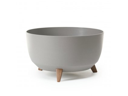 LAMELA, plastová mísa na nožkách ROMA ECO WOOD, průměr 47 cm, šedá
