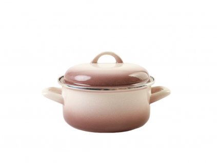 Metalac Capuccino, mělký smaltovaný kastrol Standard s poklicí 18 cm, 2 l