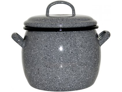 Metalac Kámen, hluboký, zaoblený smaltovaný hrnec s poklicí 16 cm, 3 l