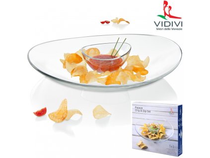 VIDIVI, skleněná miska na dip s podnosem PAPAYA