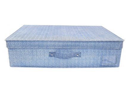 DUE ESSE, Textilní skladovací úložný box 60x40x16 cm, modrý rybinový vzor