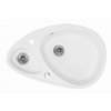 Metalac Inko, oválný dřez X GRANIT ELIPSE, otvor pro baterii, 780 x 500 mm, průměr 90 mm pro sifon, tl. 12 mm (bílý), včetně sifonu