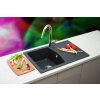 Metalac Inko, obdélníkový dřez X GRANIT QUADRO PLUS, 770 x 500 mm, průměr 90 mm pro sifon, tl. 12 mm (šedý), včetně sifonu