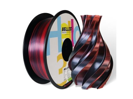 HELLO3D PLA SILK Bicolor Černá & Červená (Black & Red)