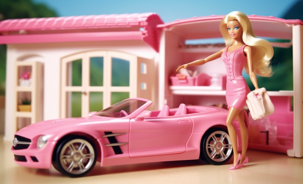 Barbie s kabrioletem a domečkem