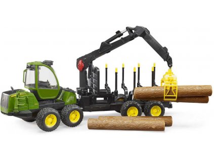 BRUDER 02133 Bworld Přepravník na dřevo JOHN DEERE 1210E  + Dárek zdarma