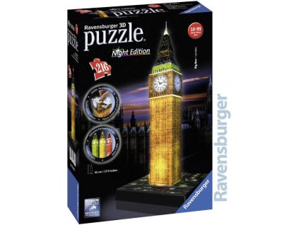 RAVENSBURGER Puzzle 3D Big Ben noční edice na baterie Světlo 216 dílků  + Dárek zdarma