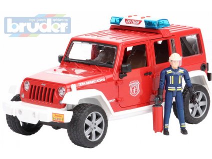 BRUDER 02528 Jeep Wrangler Rubicon hasiči funkční set s figurkou Světlo Zvuk  + Dárek zdarma