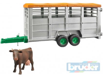 BRUDER 02227 (2227) Auto přepravník na zvířata set s figurkou kráva model 1:16 plast  + Dárek zdarma