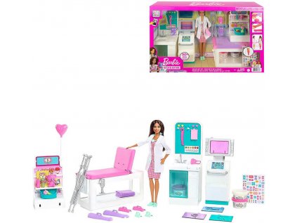 MATTEL BRB Klinika 1.pomoci herní set panenka Barbie doktorka s doplňky  + Dárek zdarma