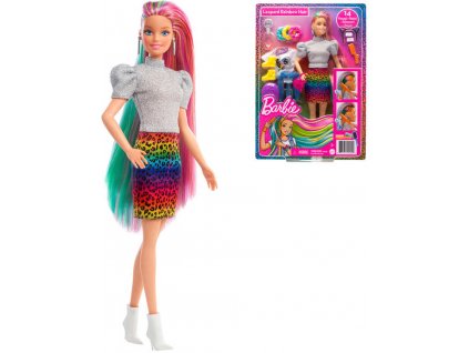 MATTEL BRB Barbie leopardí panenka s duhovými vlasy a doplňky  + Dárek zdarma