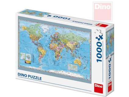 DINO Puzzle 1000 dílků Politická mapa světa 66x47cm skládačka v krabici