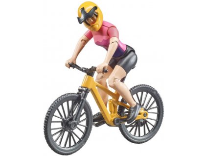 BRUDER 63111 Set figurka cyklistka s jízdním kolem s stojanem plast