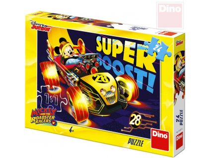 DINO Puzzle 24 dílků Mickey Mouse na závodě 26x18cm skládačka v krabici