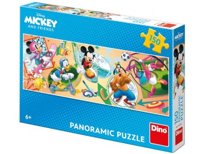 DINO Puzzle panoramatické 150 dílků Mickey s kamarády sportují 66x23cm