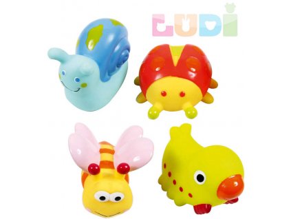 LUDI Baby zvířátko do vody 7cm stříkací set 4ks pro miminko