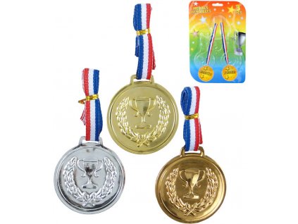 Sada 3 plastové medaile trikolora pro vítěze na kartě