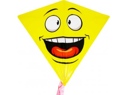 Drak žlutý létající smajlík 68x73cm smějící se plastový