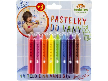 Pastelky omyvatelné do vany set 8 barev do vody na kartě