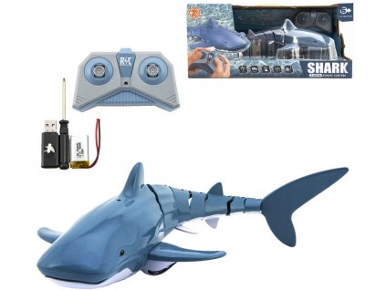 RC Žralok 35cm do vody na vysílačku 2,4GHz plave na baterie USB v krabici  + Dárek zdarma