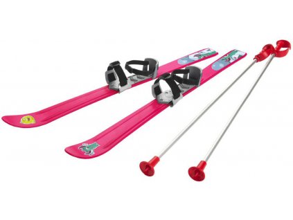PLASTKON Lyže carvingové Baby Ski 90cm Růžové s vázáním a holemi  + Dárek zdarma
